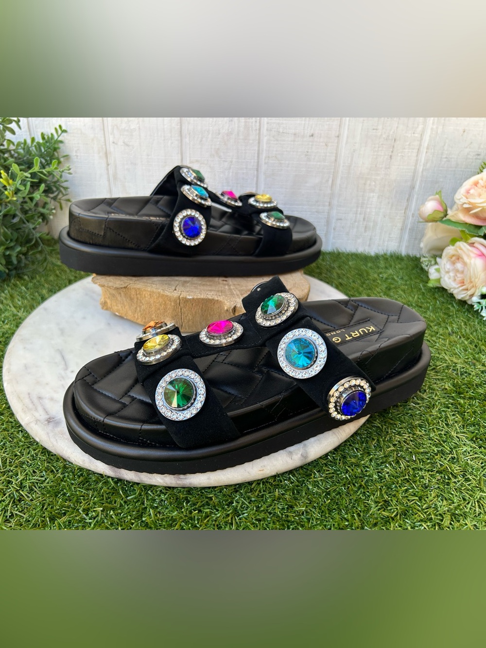 KURT GEIGER LONDON ORSON CRYSTAL SANDAL black 
$150  size 41 US 10.5 new /no box - Picture 2 of 16